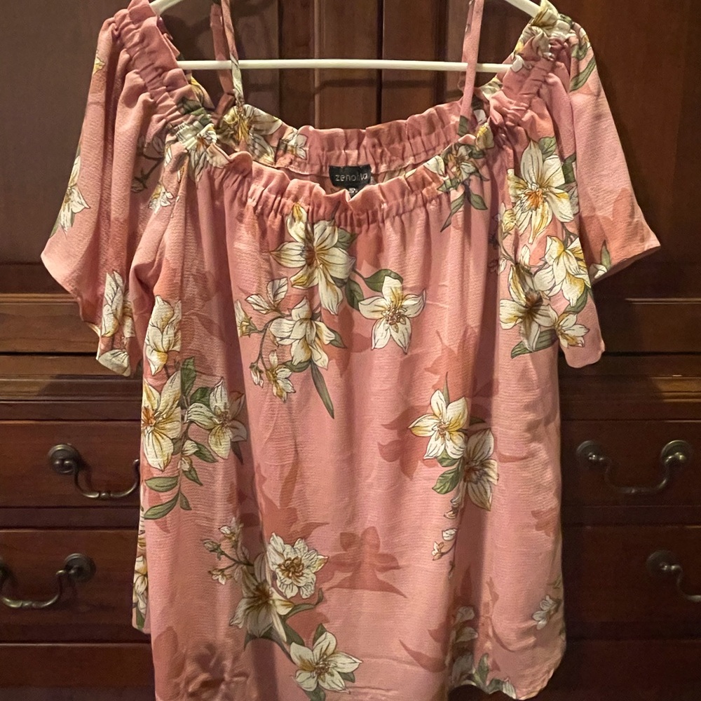🎉 Zenobia Pink Boho floral blouse - 2X
